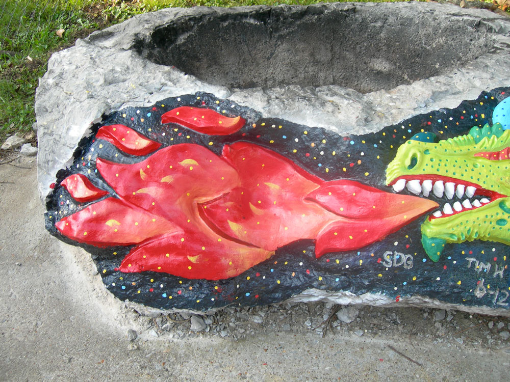 hornbeak-sculpture dragon fire pit
